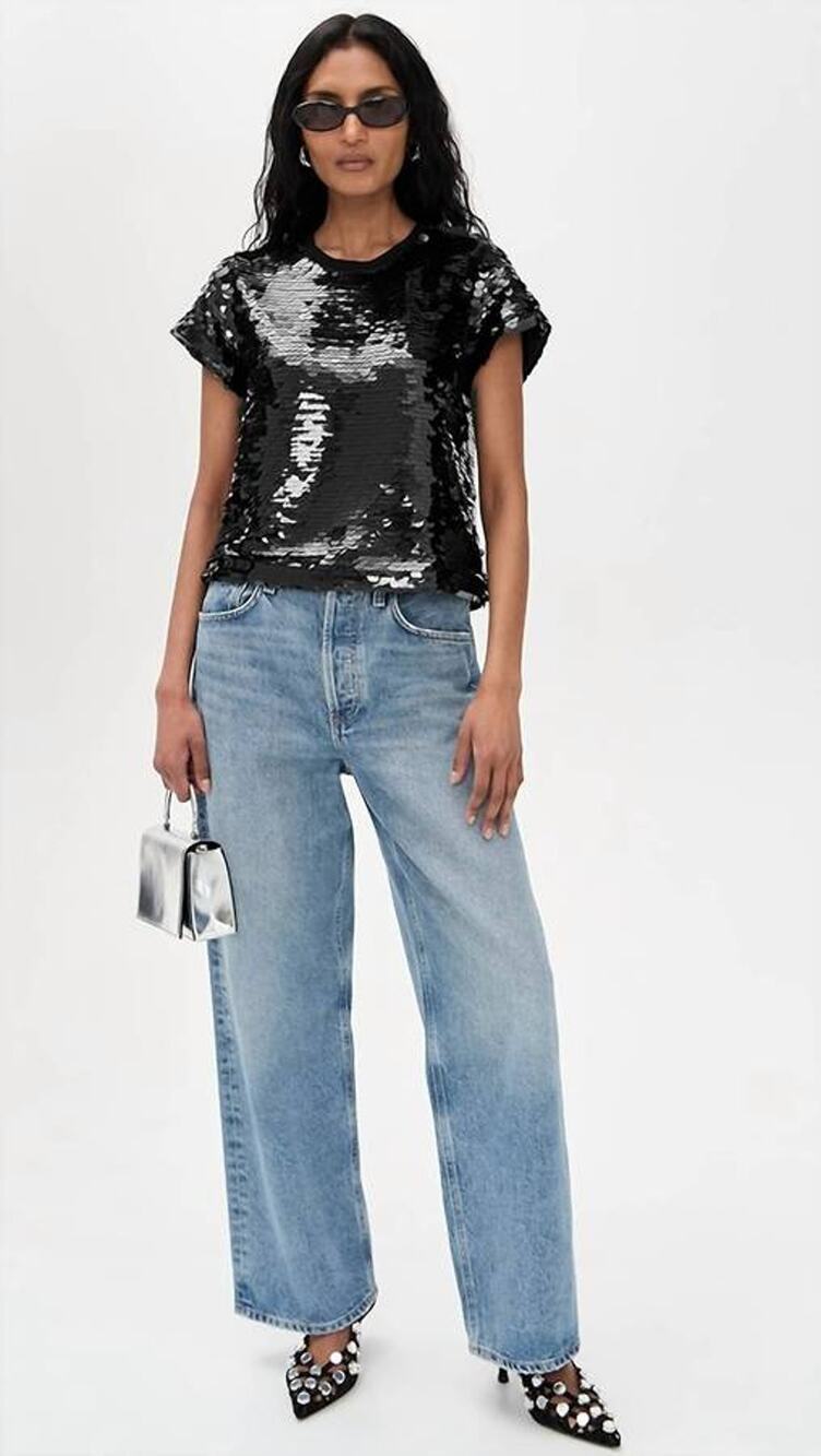 Generation Love Kai Paillette Sequin Top in Black Sequin XS